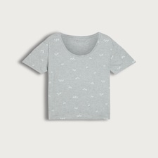 F&F Tree Print Scoop Neck Pyjama Top in Grey