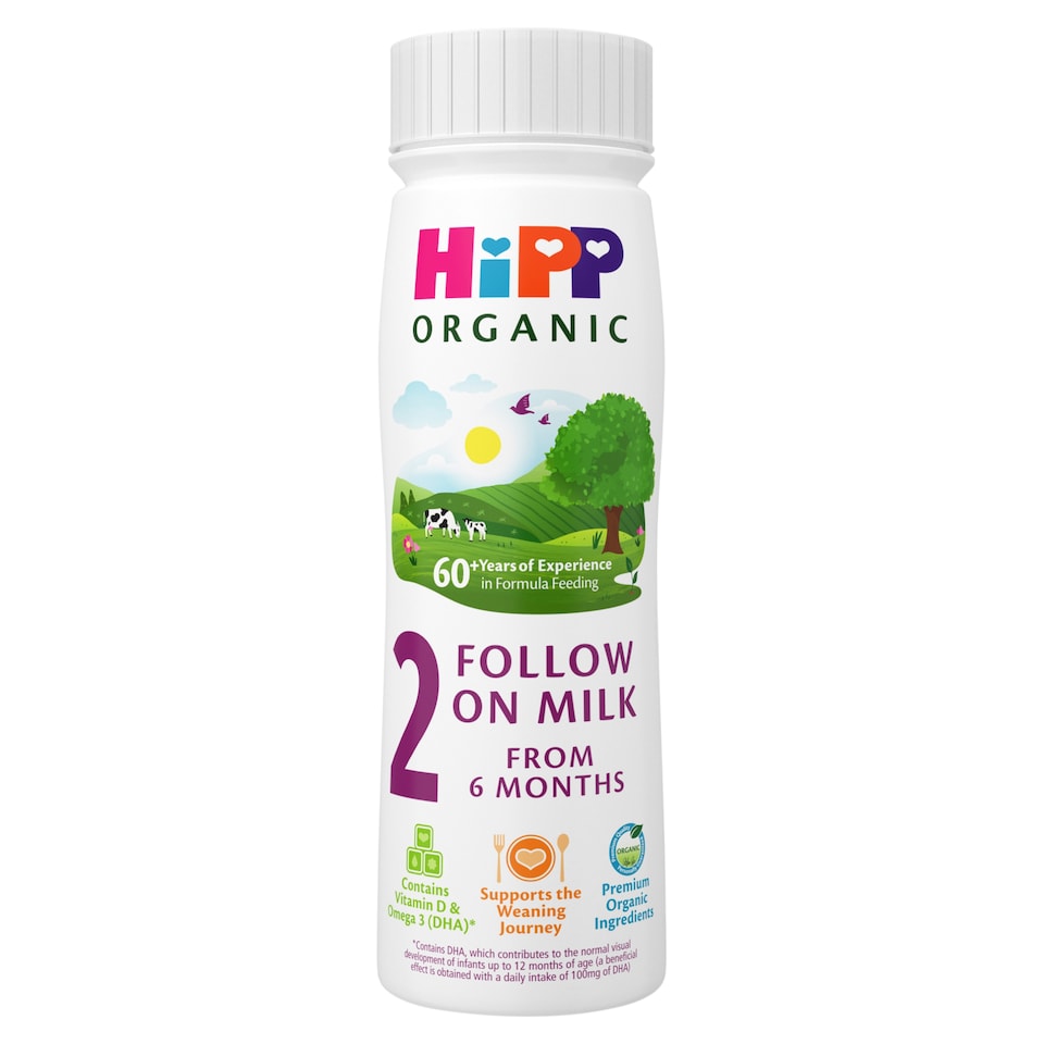 image 1 of Hipp Organic 2 Follow On Baby Milk Ready To Feed Bottle 6 Month Plus 200Ml