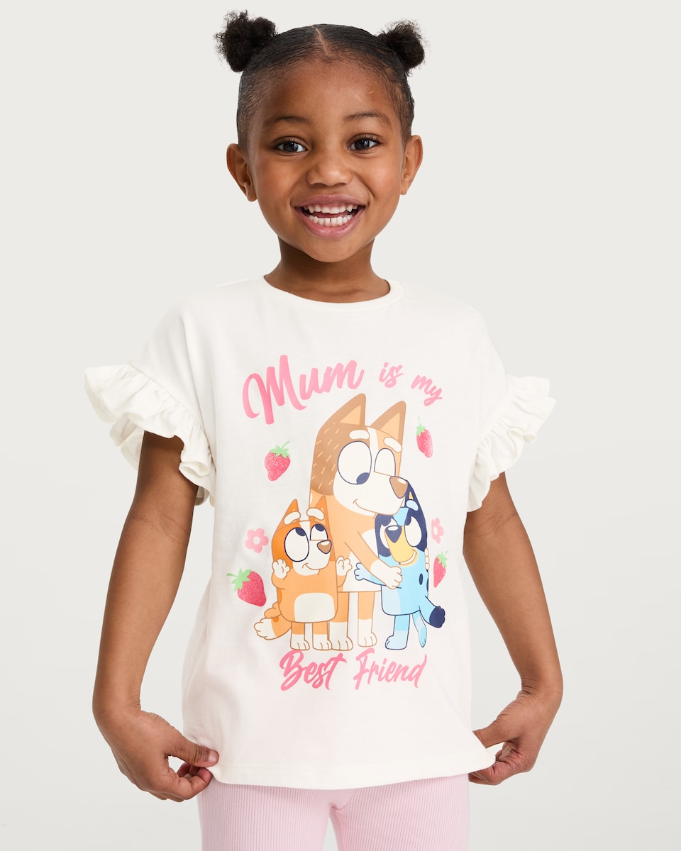 image 1 of Bluey 2-Pack Print T-Shirts  in Cream