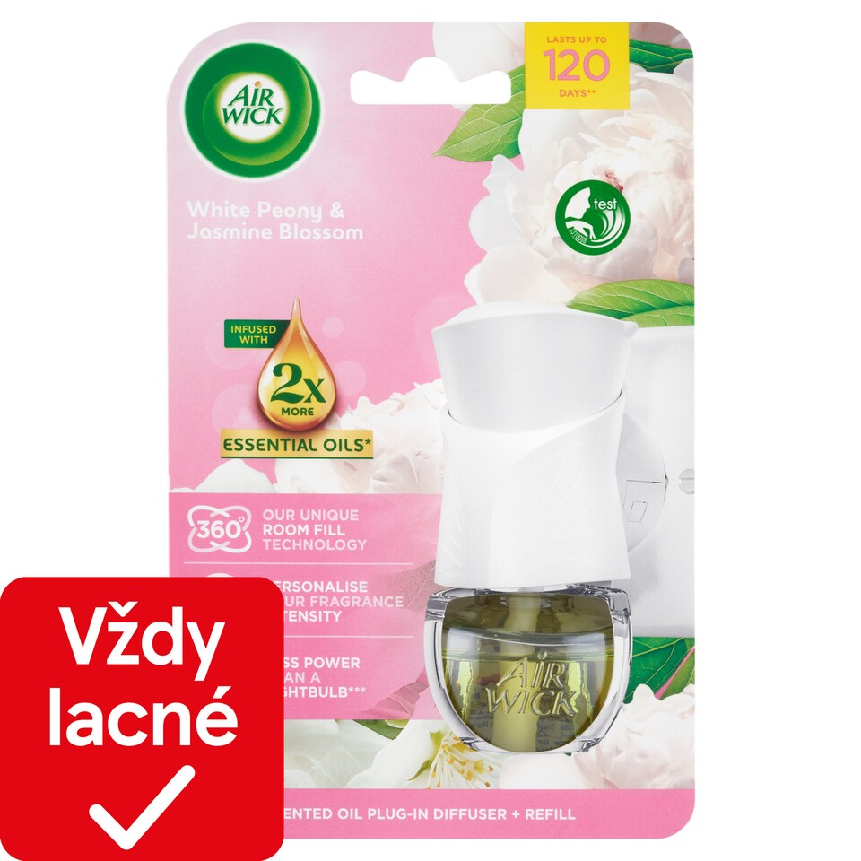 obrázok 1 z Air Wick Essential Oils Elektrický osviežovač vzduchu a náplň pivónia a jazmínový kvet 19 ml