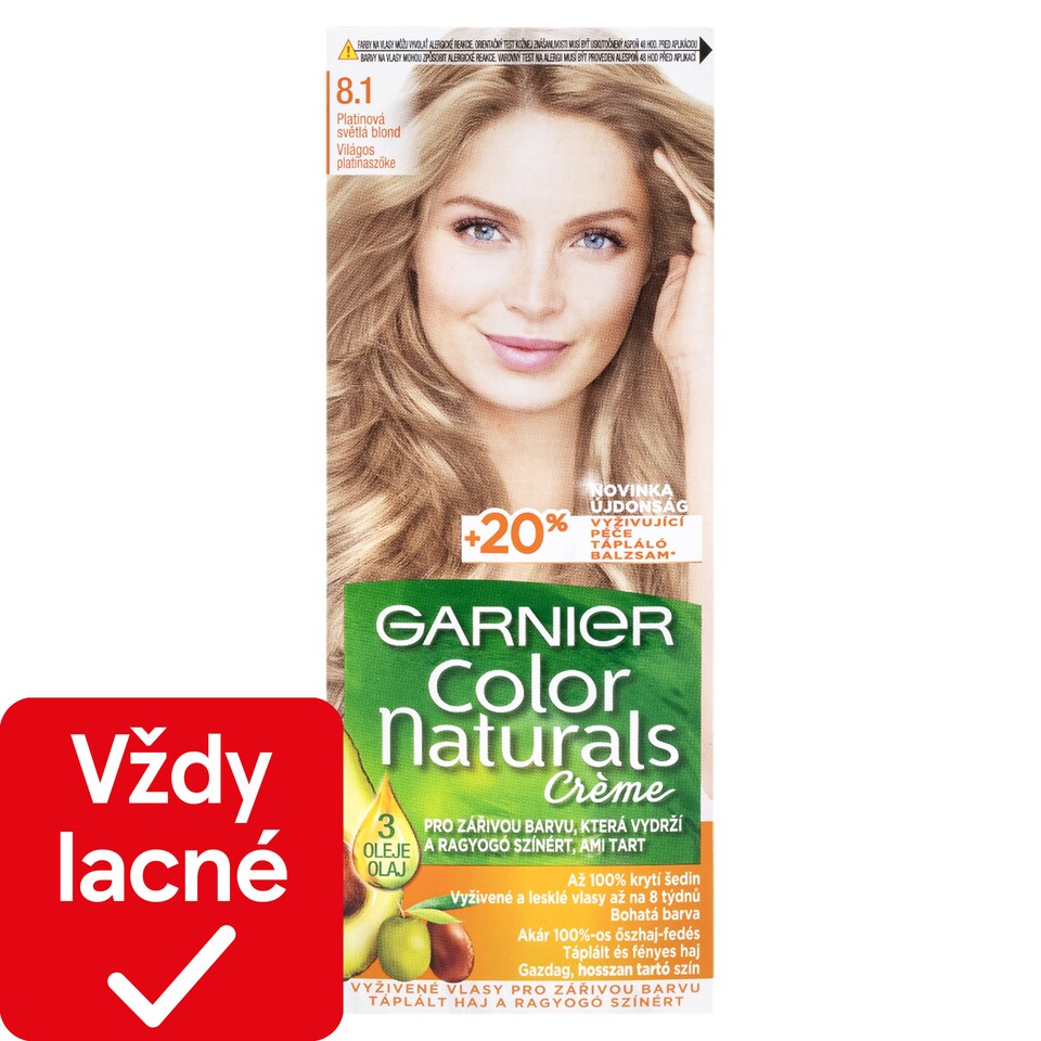 Garnier Color Naturals permanentná farba na vlasy 8 .1 Platinová svetlá blond, 60 +40 +12 ml
