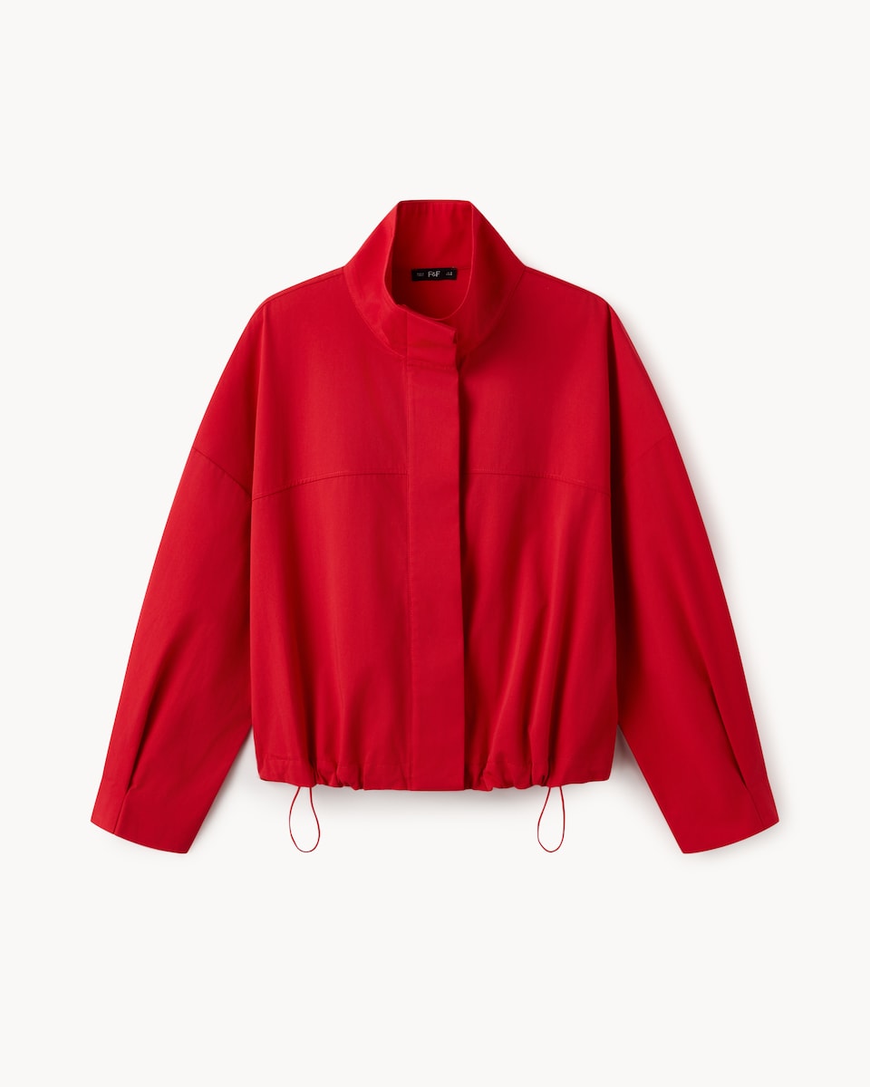 image 1 of F&F Pure Cotton Funnel Neck Track Jacket in Red
