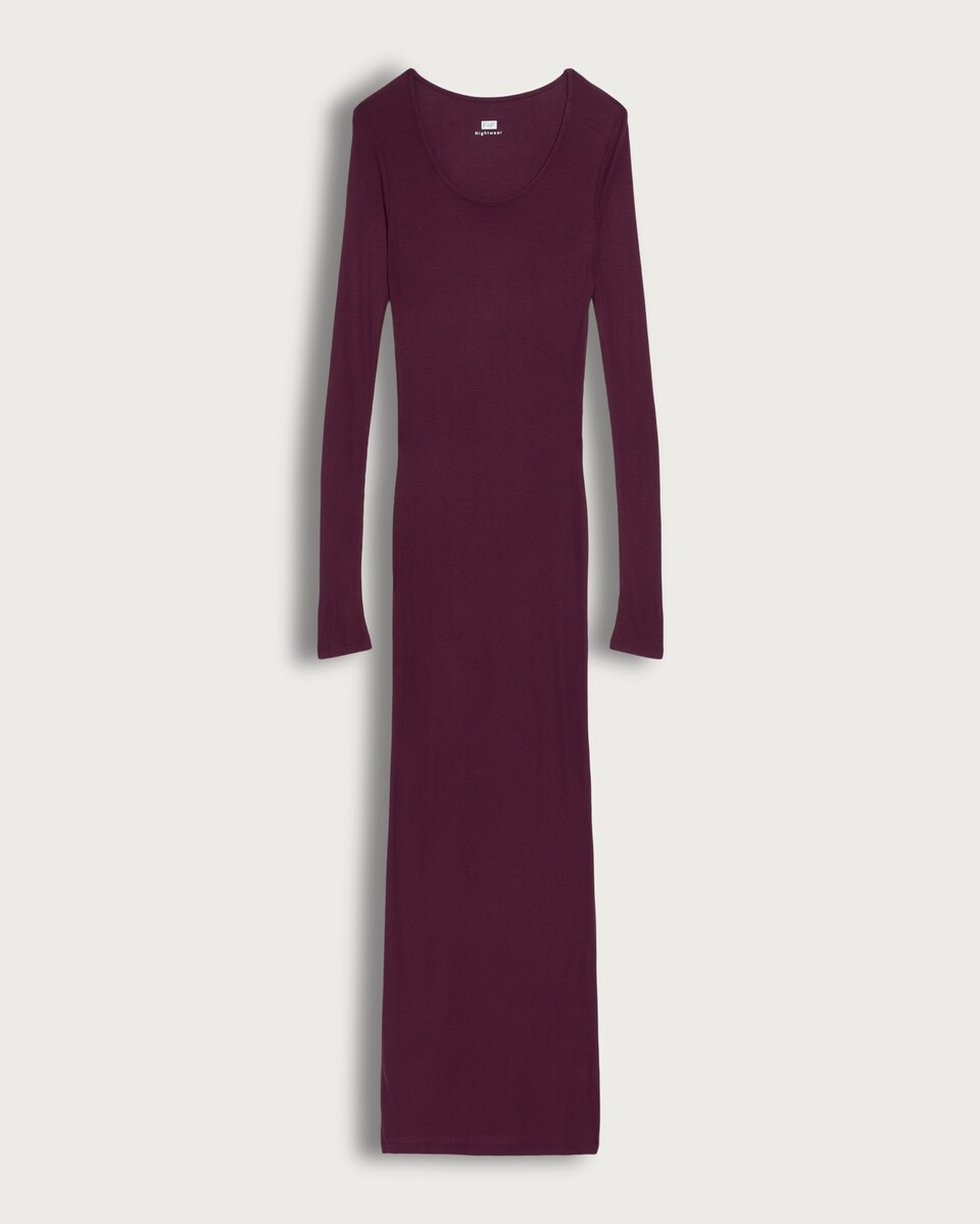F&F Ribbed Long Sleeved Pyjama Dress in Purple