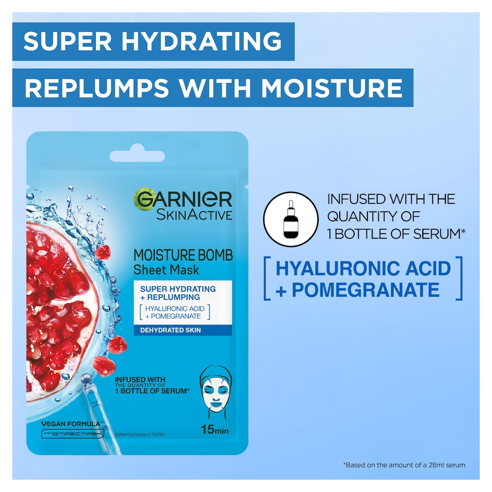 image 1 of Garnier Moisture Bomb Hydrating Face Mask Pomegranate