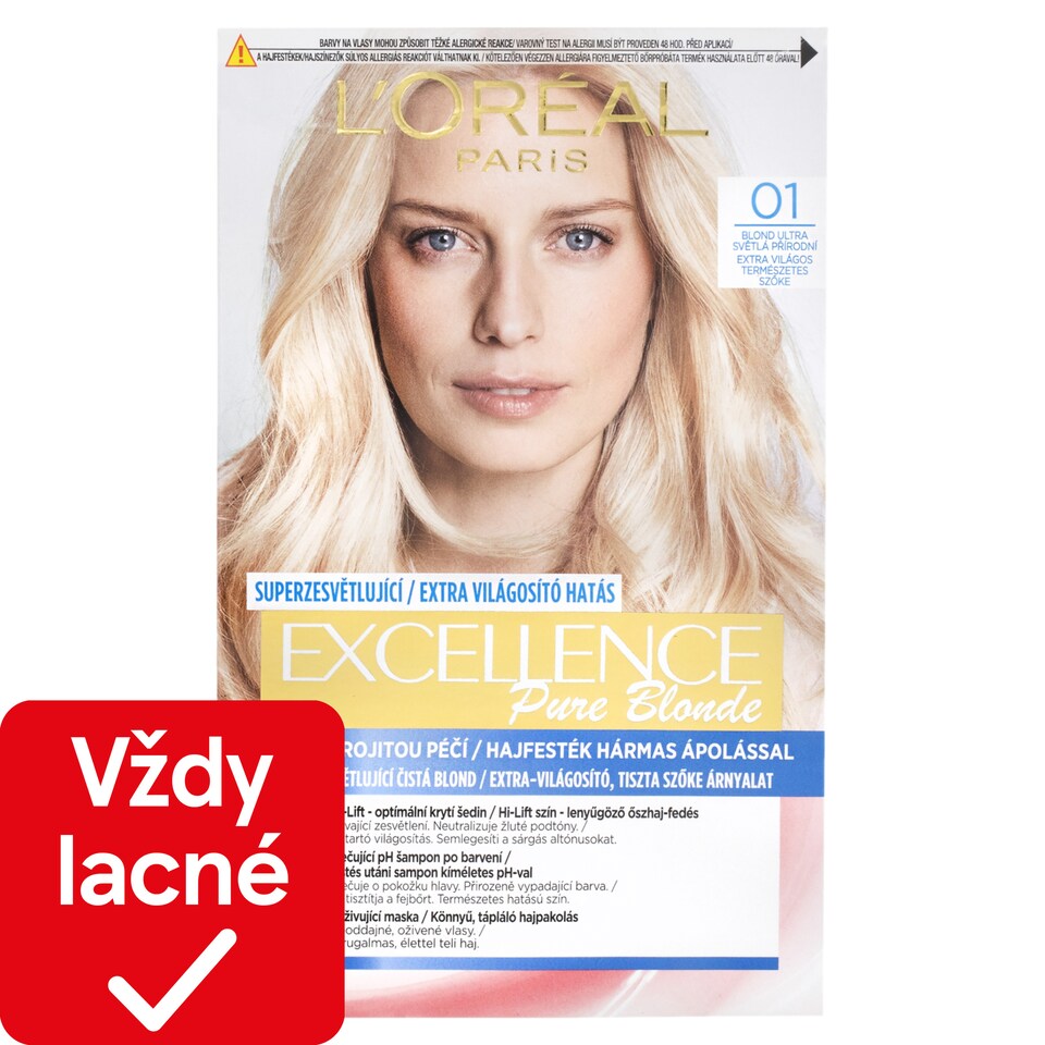 L'Oréal Paris Excellence Créme Hair dye 01 Ultra-Light Natural Blonde 72 +48 +12 +60 ml