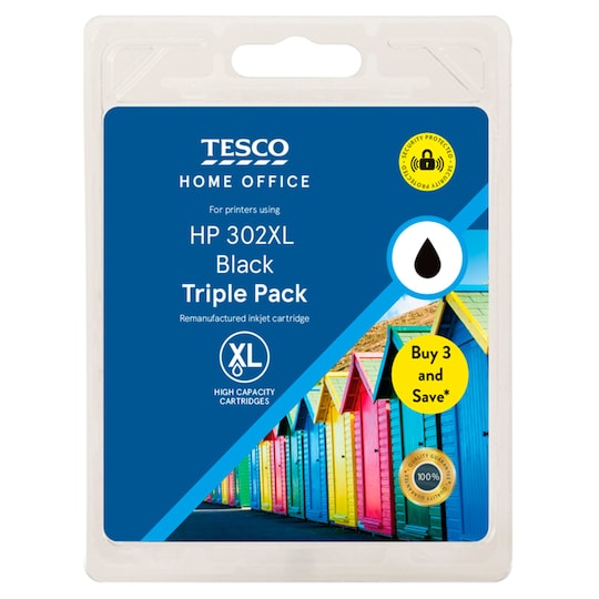 Tesco Remanufactured HP 302 XL Black Ink Cartridges Triple Pack