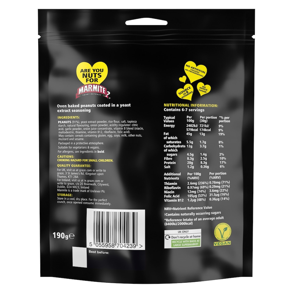 image 1 of Marmite Oven Baked Peanuts 190g