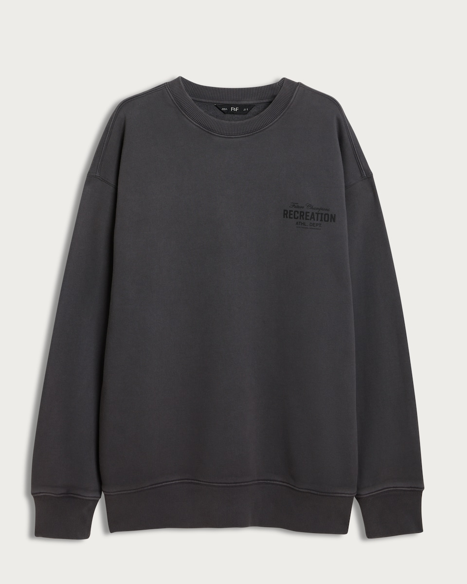 image 1 of F&F Pure Cotton Recreation Athl Dept Sweatshirt in Grey