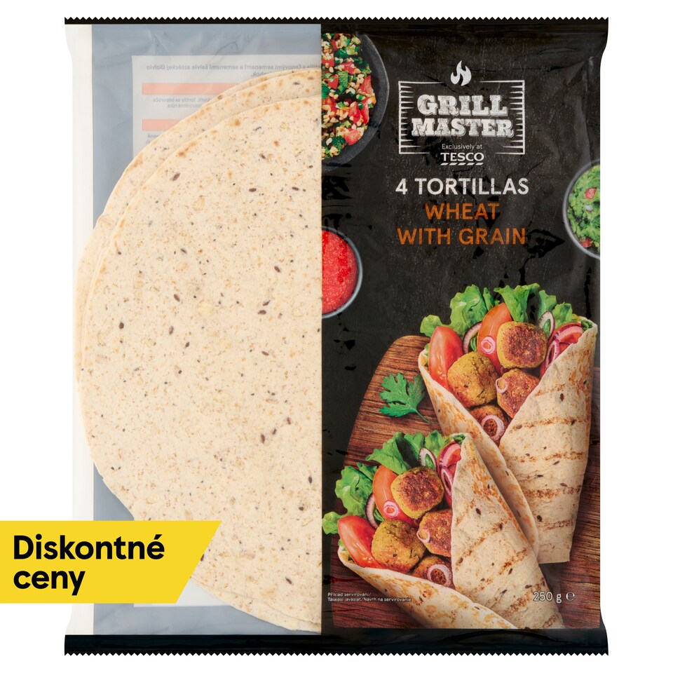 Tesco Wheat Tortillas with Grain 4 x 62.5 g (250 g)