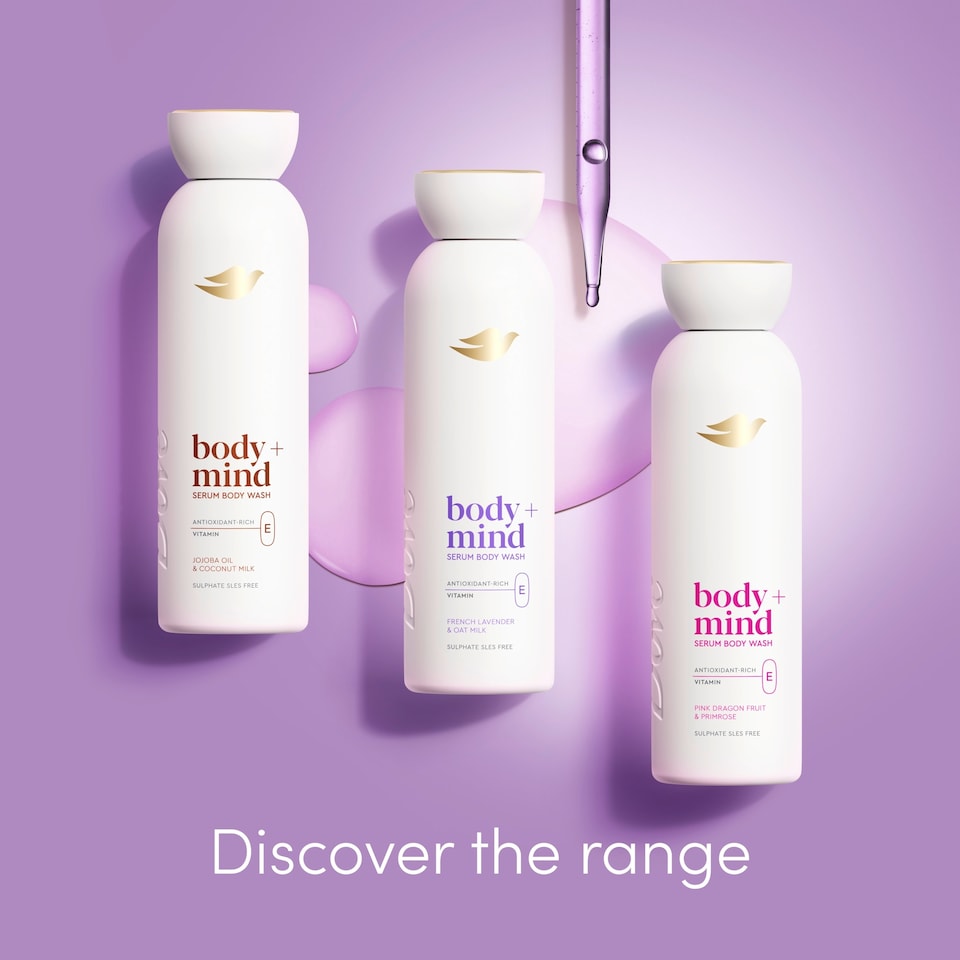 image 1 of Dove Body + Mind French Lavender & Oat Milk Bodywash Serum 350ml