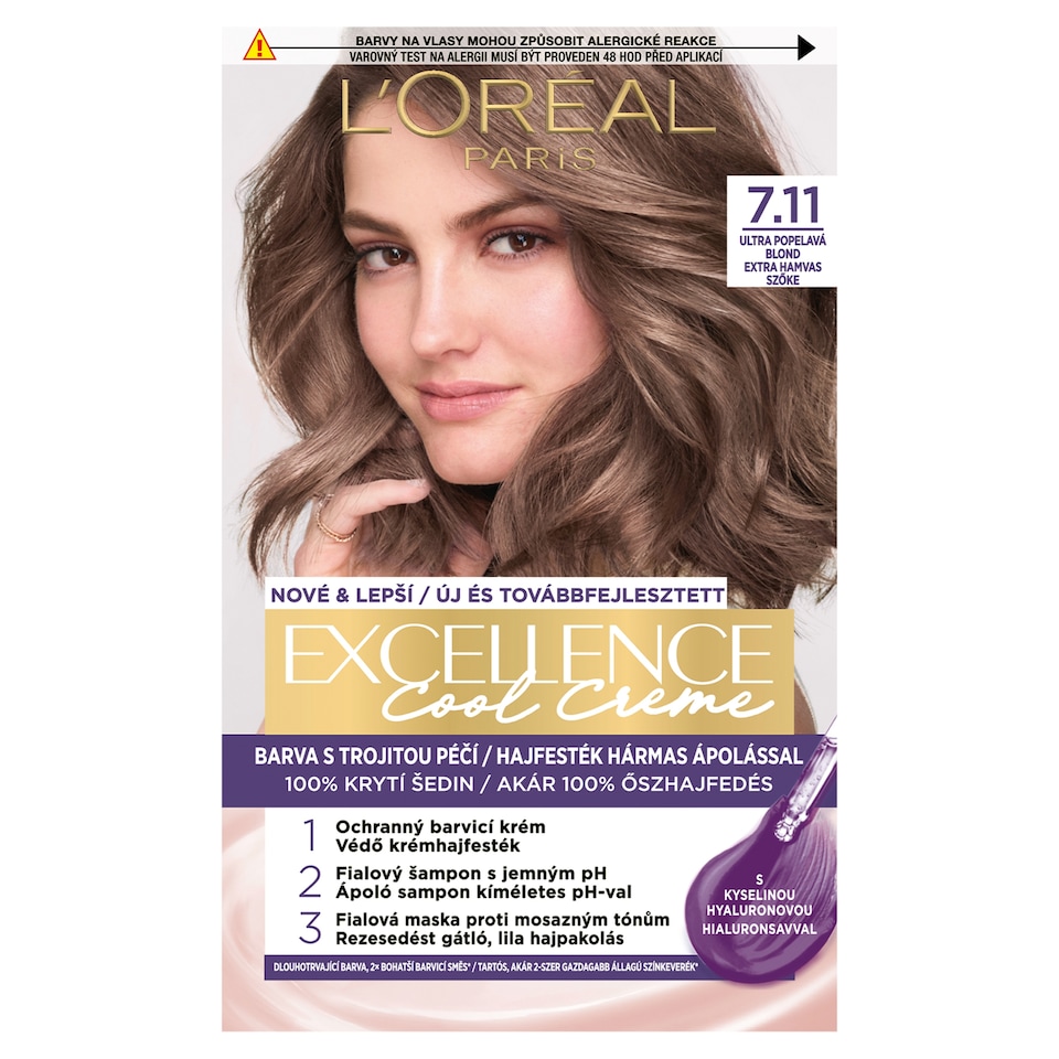 L'Oréal Paris Excellence Cool Creme hajfesték hármas ápolással 7.11 Extra hamvas szőke 1. kép