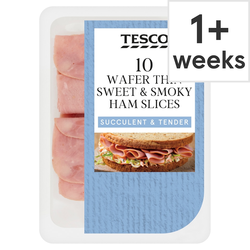 Tesco 10 Wafer Thin Sweet and Smoky Ham Slices 125g