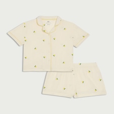 F&F Girls 2-Piece Pure Cotton Lemon Shorts Pyjama Set in Yellow