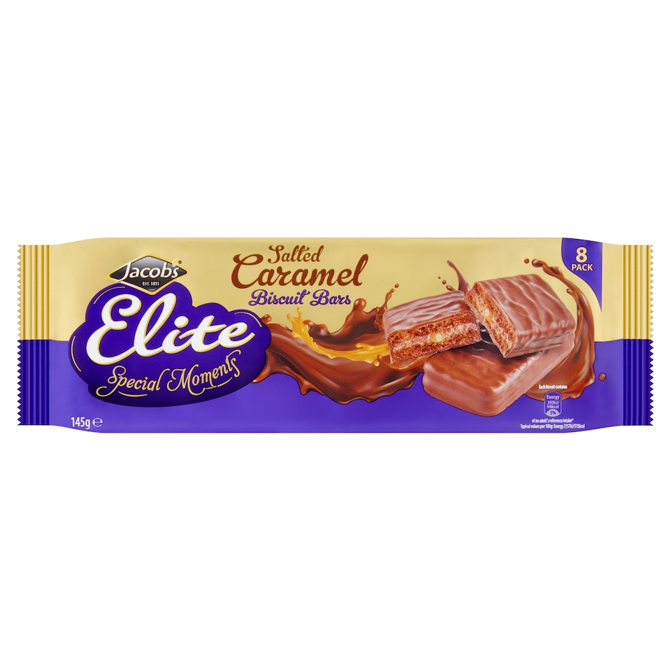 Jacobs Elite 8 Salted Caramel Biscuit Bars 145G