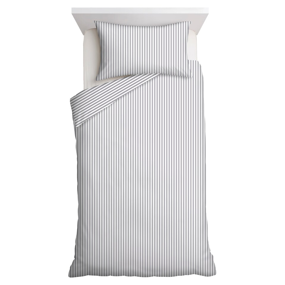 F&F Home Grey Stripe Duvet  Set Single