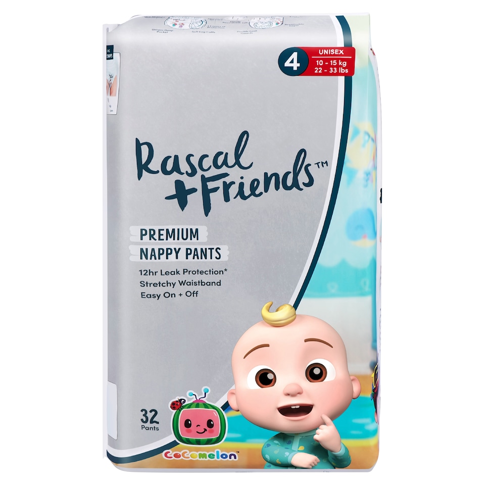 Rascals Premium Cocomelon Nappy Pants Size 4 32 Pack