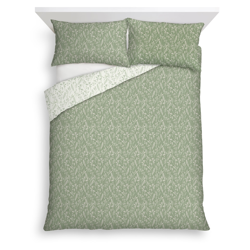 F&F Home Green Sprig Duvet Set King