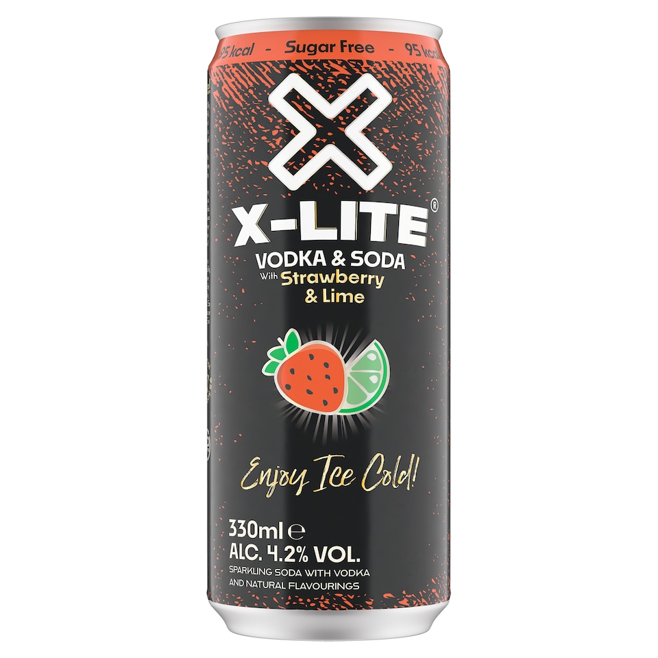 X-Lite Vodka And Soda Strawberry And Lime Drink 330Ml
