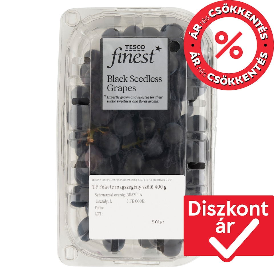 Tesco Finest Black Seedless Grapes 400 g