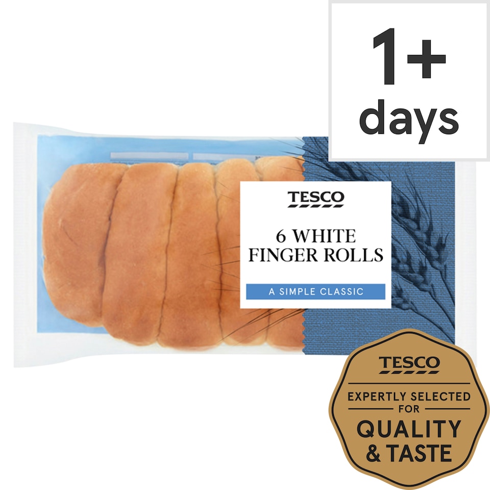 Tesco White Finger Rolls 6 Pack
