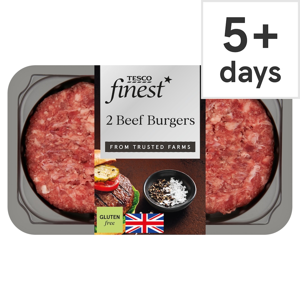 Tesco Finest 2 Beef Burgers 340g