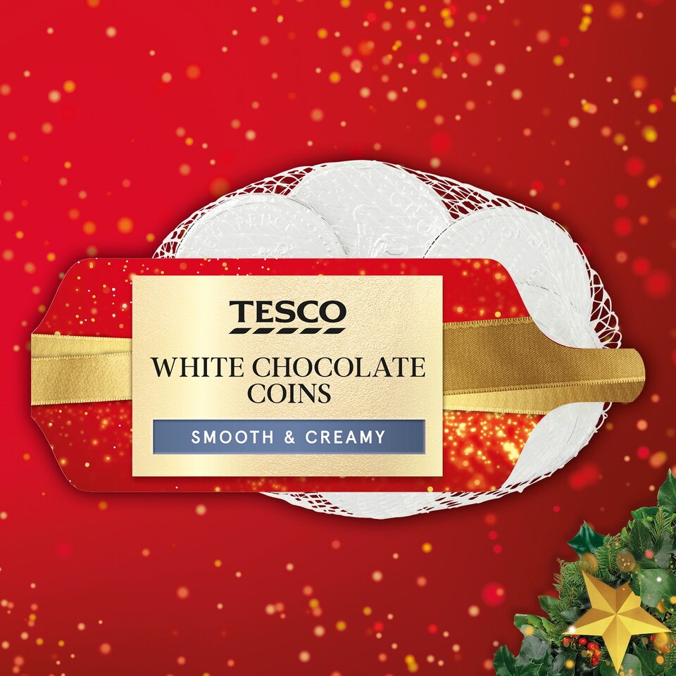 Tesco Christmas White Chocolate Coins 75G