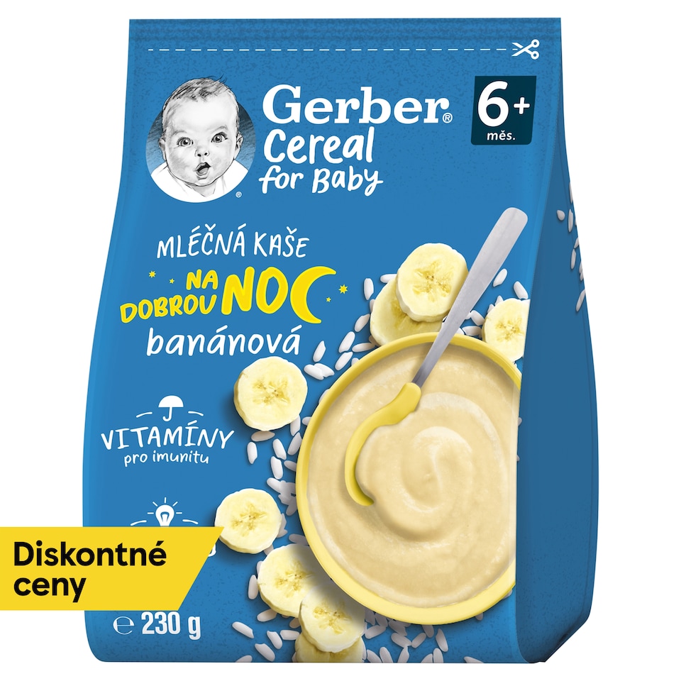 obrázok 1 z GERBER Cereal mliečna kaša banánová Dobrú noc 230 g