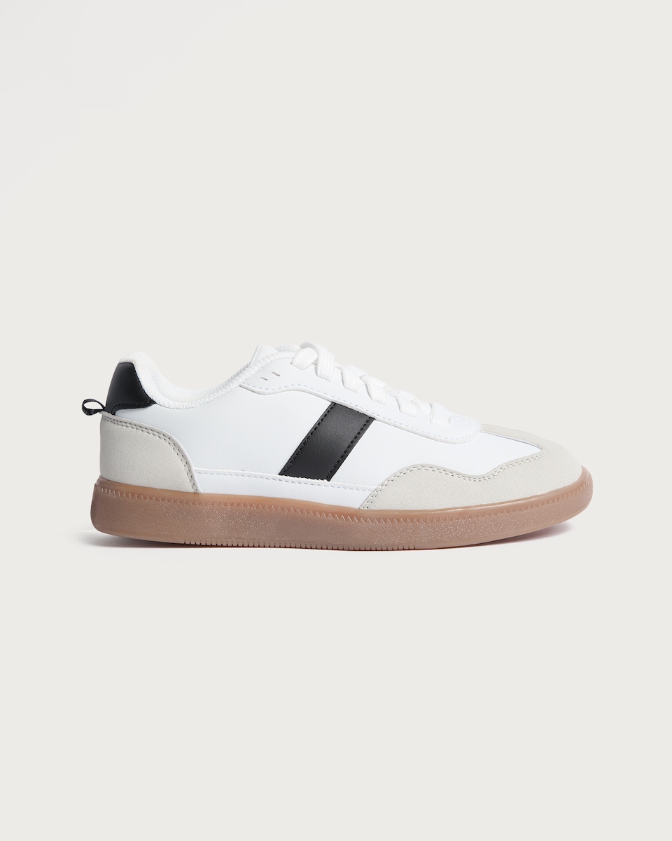 image 1 of F&F Panelled Lace Up Trainers in White