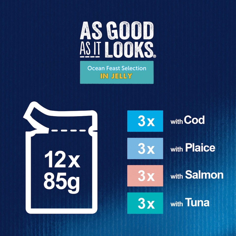 image 1 of FELIX As Good As it Looks Ocean Feasts in Jelly Wet Cat Food 12x85g