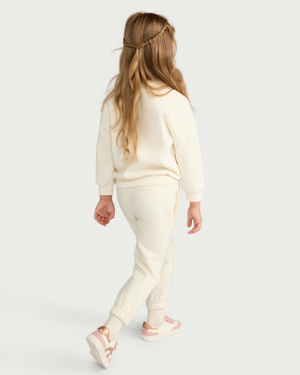 image 1 of F&F Girls Cotton Rich Unicorn Print Sweatshirt in Cream