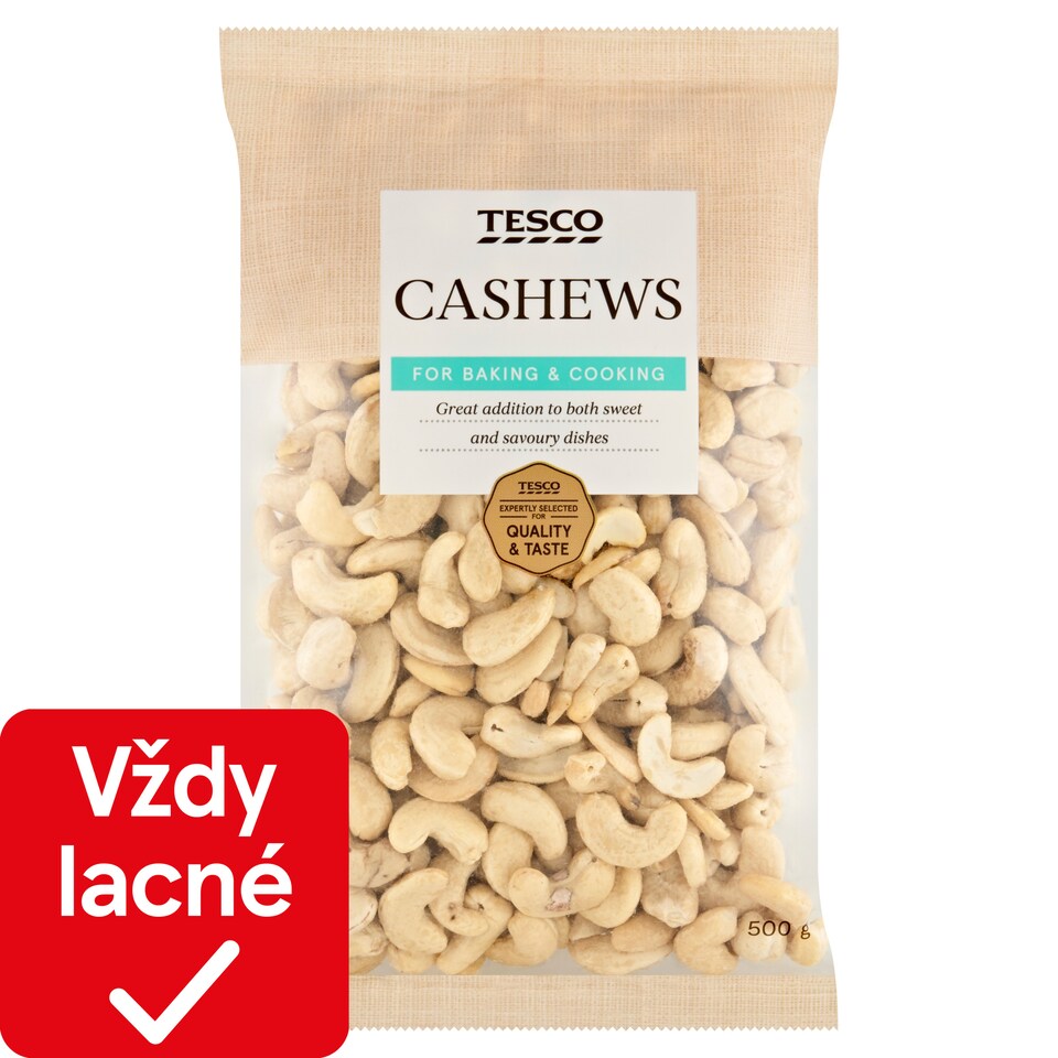 Tesco Kešu orechy jadrá nepražené 500 g