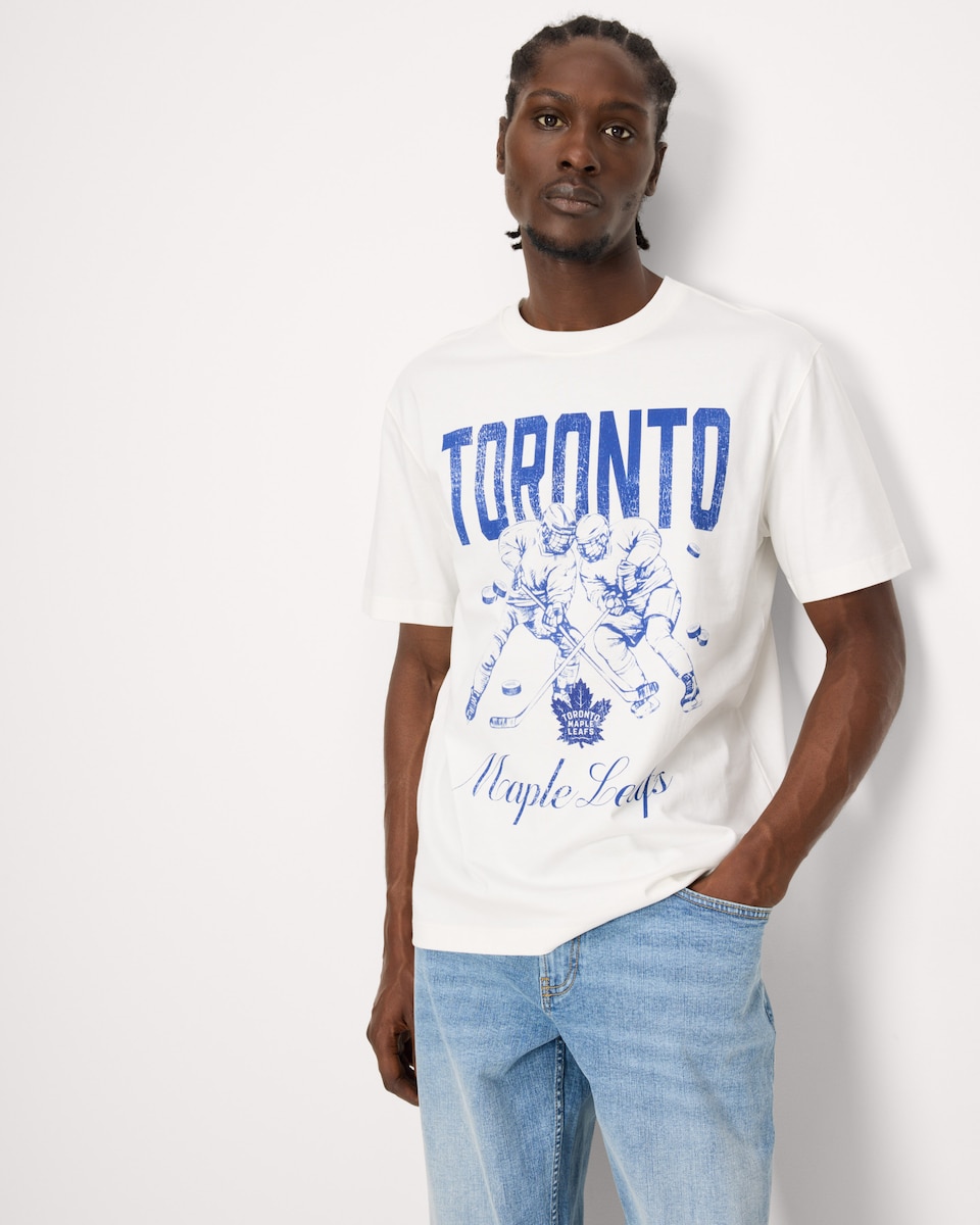 image 1 of NHL Toronto Pure Cotton T-Shirt in Ecru