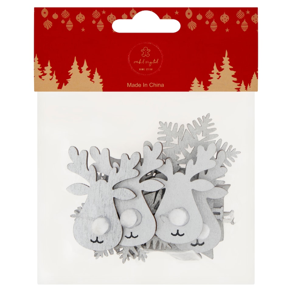 Mobil Digital DIY dřevěné stříbrné dekorace 10 x 12 x 2 cm