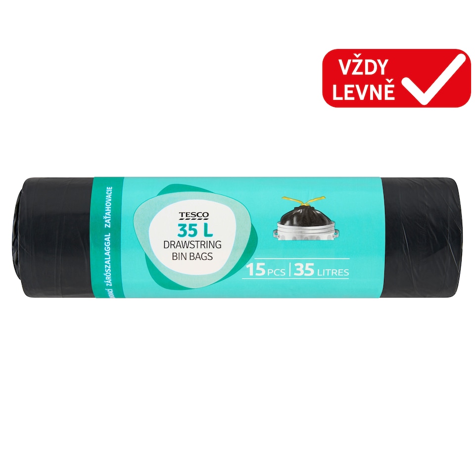 Tesco Zatahovací pytle na odpad 35 l 15 ks
