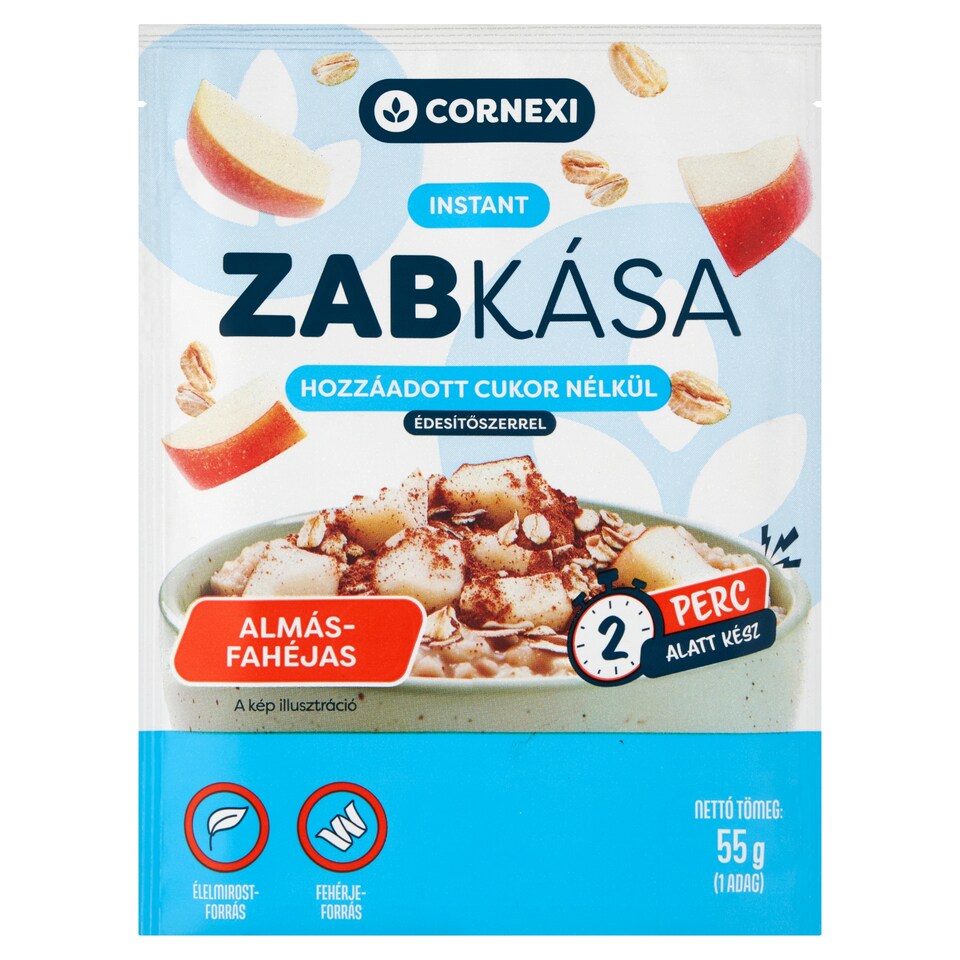 Cornexi almás-fahéjas instant zabkása hozzáadott cukor nélkül édesítőszerrel 55 g