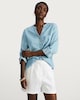 image 3 of F&F TENCEL™ Button Detail Roll Sleeved Blouse in Blue