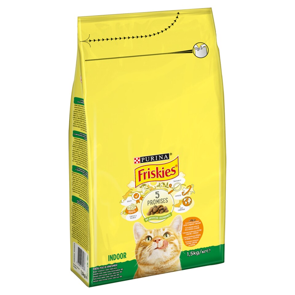image 1 of Purina Friskies Indoor Dry Cat Food with Chicken and Added Garden Vegetables 1,5 kg