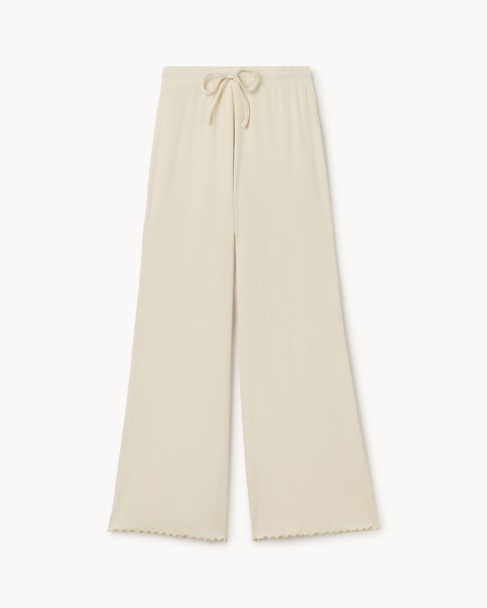 OH ME OH MY Cotton Rich Ribbed Wide Leg Trousers in Cream