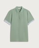 image 4 of F&F Textured Zip Neck Short Sleeved Polo Shirt in Green