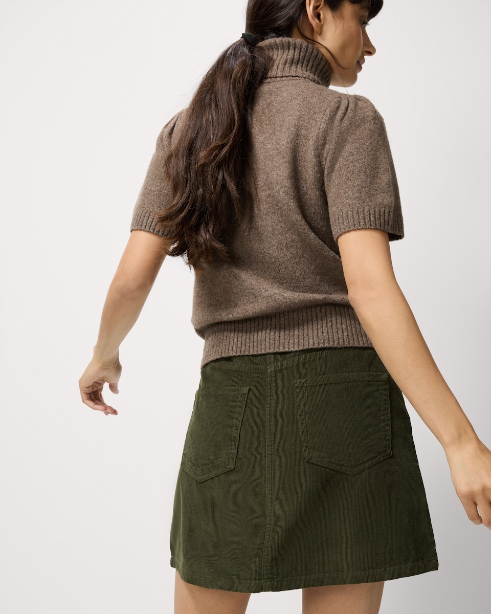 image 1 of F&F Pure Cotton Corduroy Mini Skirt in Olive