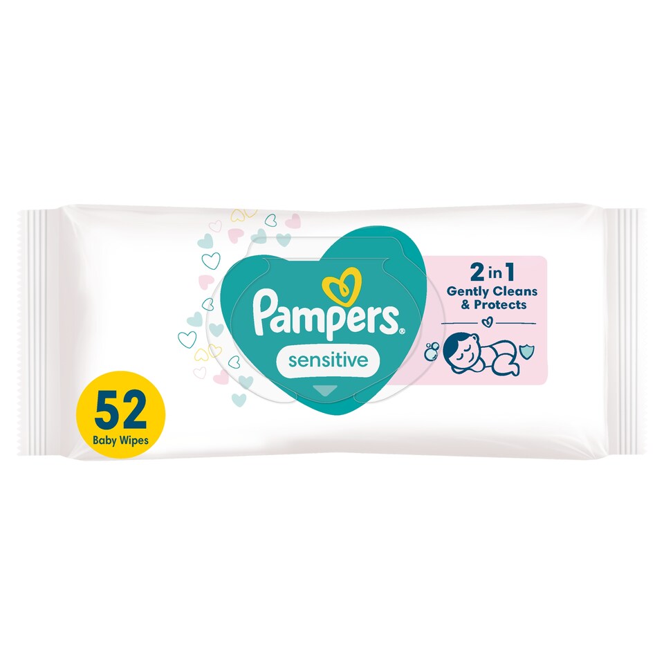 image 1 of Pampers Sensitive Baby Wipes Plastic Free 52 Pack