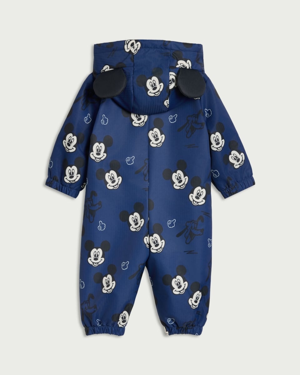 image 1 of Disney Mickey Mouse Print Puddlesuit in Blue