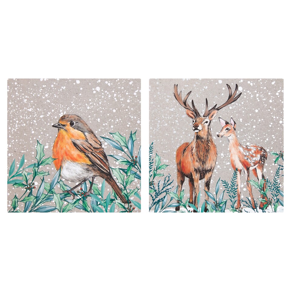 Tesco Frosted Forest Kraft Woodland Cards 10 Pack