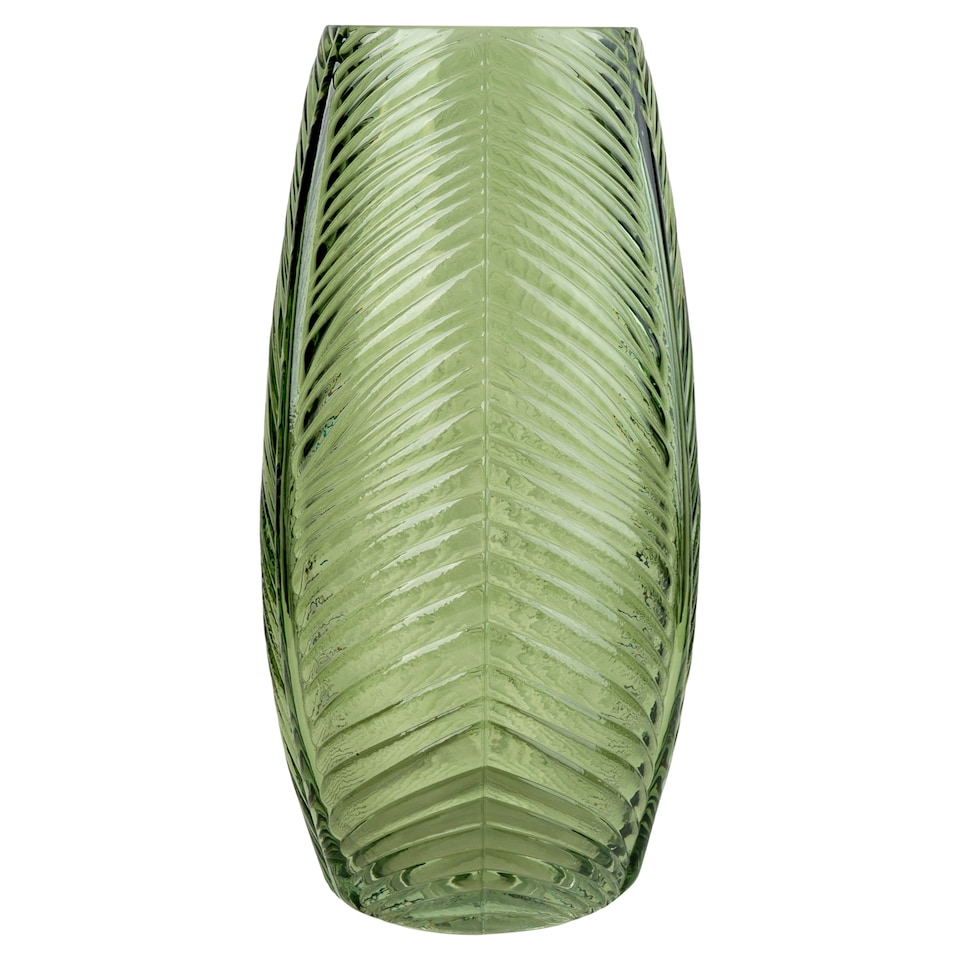 Candlelight Green Glass Pressed váza