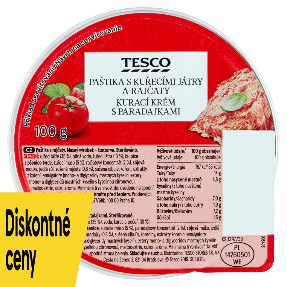 Tesco Kurací krém s paradajkami 100 g