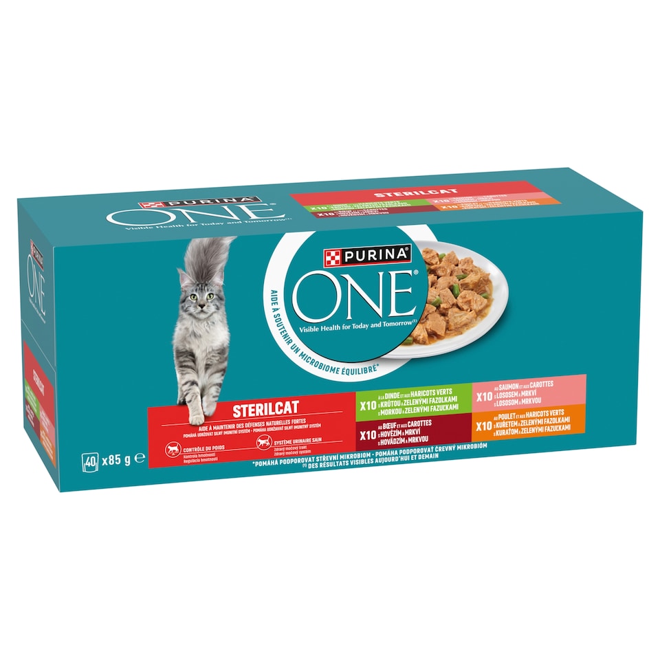 obrázok 1 z PURINA ONE STERILCAT Mini filetky s hovädzím, s kuraťom, s lososom, s morkou v šťave 40 x 85 g