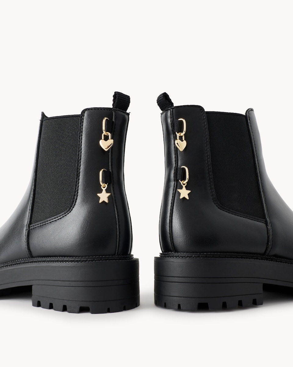 image 1 of F&F Girls Faux Leather Chelsea Boots in Black