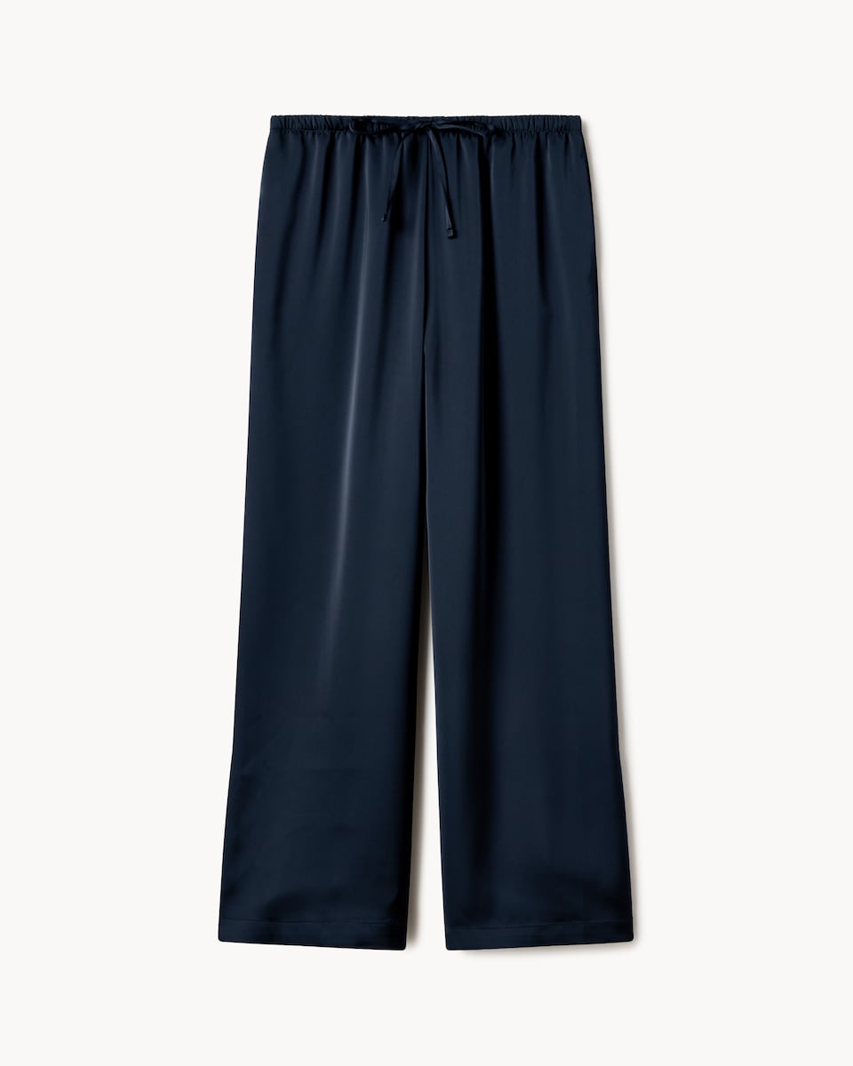 image 1 of F&F Satin Wide Leg Trousers in Navy