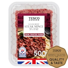 Tesco Lean Beef Steak Mince 5% Fat 500G