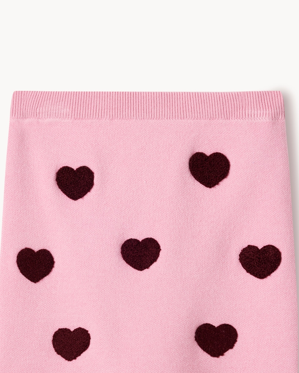 image 1 of F&F Girls Knitted Heart Jumper and Skirt Set in Pink
